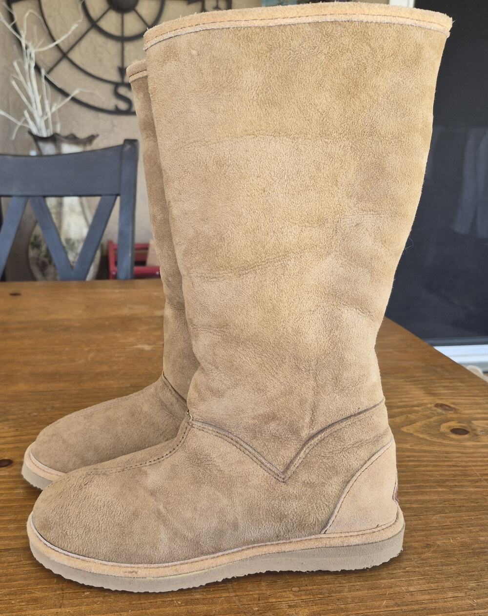 Vintage Minnetonka Sheepskin Suede Tall Moccasin Boots | Women's Size 8.5 (Estim